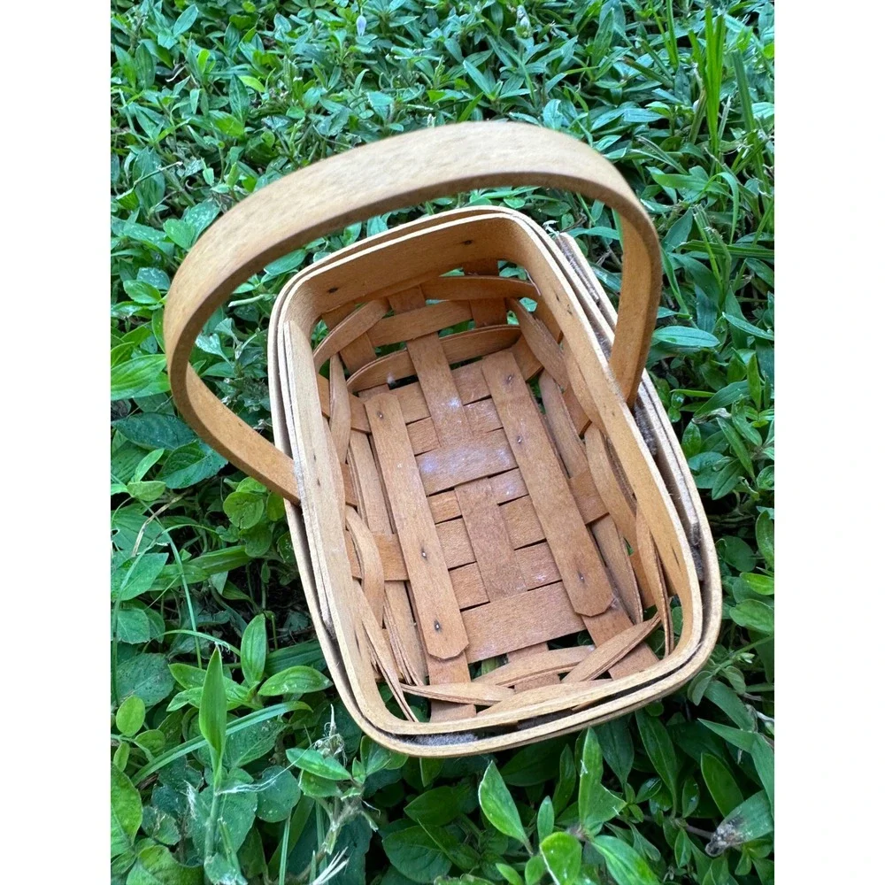 Longaberger Handwoven Basket Set Tissue Box Cover with Lid and Small Basket